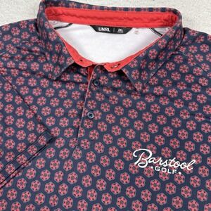 UNRL Barstool Sports Polo Mens 2XL Athletic Fit Performance Geometric Golf Shirt